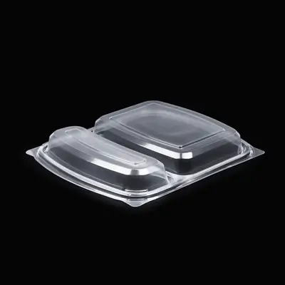 PP 2-Bölmeli Yemek Kabı - Kapak - Arı Ambalaj